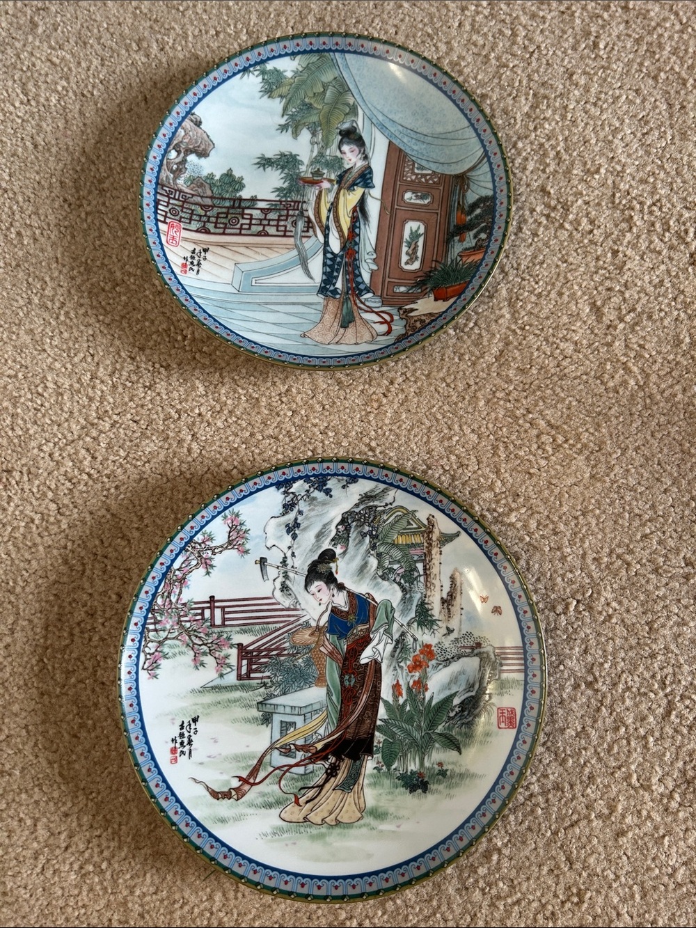 Vintage 1987, 1988 Jingdezhen Asian Beauties of the Red Mansion Porcelain Plate